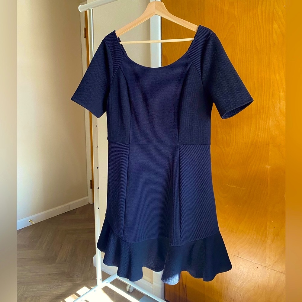 Anthropologie HD in Paris Peplum Textured Black Zipper Dress
